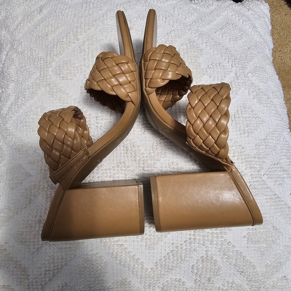 BAMBOO Braided Brown Women's Heels
